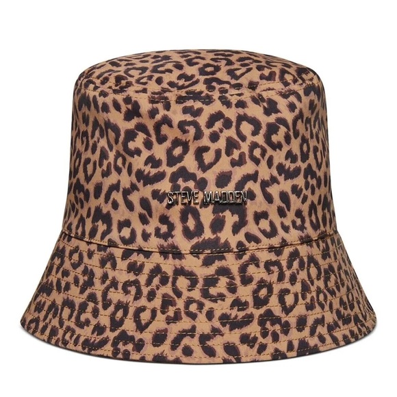 Steve Madden Leopard-Print Water Resistant Packable Bucket Hat - Picture 2 of 13